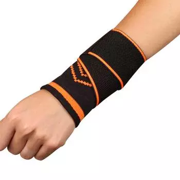 Суппорт запястья эластичный INDIGO с компрессионными лямками IN214 XL Черно-оранжевый