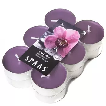 Свеча АРОМА ГИЛЬЗА 12шт ДИКАЯ ОРХИДЕЯ (4.5ч) SPAAS