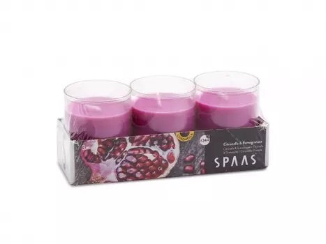 Свеча ЦИТРОНЕЛЛА в стакане 3шт гранат SPAAS