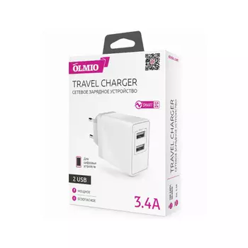 СЗУ OLMIO 2USB, 3.4A, Smart IC