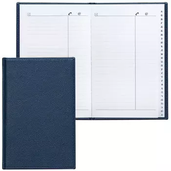 Телефонная книжка А5, 136х202 мм, 96 л., BRAUBERG, вырубной алфавит, Favorite, под классическую кожу, темно-синяя, 123503
