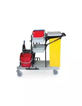 Тележка уборочная BRABIX, ведра 2*20л, 2*11л, мех.отжим, держатель д/мешка, мешок, 2 поддона, 601501