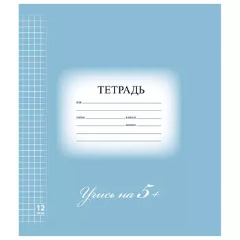 Тетрадь 12 л. BRAUBERG ЭКО 5-КА, клетка, обложка картон, СИНЯЯ, 104760, (80 шт.)
