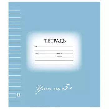 Тетрадь 12 л. BRAUBERG ЭКО 5-КА, линия, обложка картон, СИНЯЯ, 104764, (80 шт.)