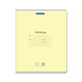 Тетрадь 12 л. BRAUBERG КЛАССИКА NEW клетка, обложка картон, ЖЕЛТАЯ, 105683 (40 шт.)