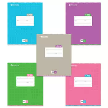 Тетрадь 12 л. BRAUBERG, косая линия, обложка картон, ТОЧКИ, 103033, (60 шт.)