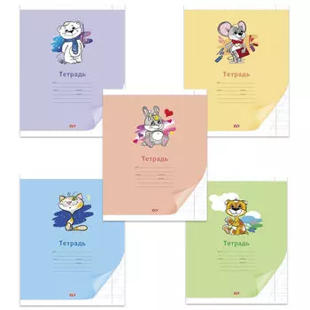 Тетрадь 12 л., HATBER VK, косая линия, обложка картон, СМЕШНЫЕ МАЛЫШИ (5 видов), 12Т5С6, T069523, (60 шт.)