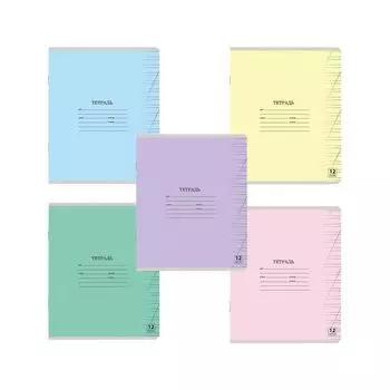 Тетрадь 12 л. ЮНЛАНДИЯ КЛАССИЧЕСКАЯ, косая линия, обложка картон, АССОРТИ 5 видов.105649 (40 шт.)