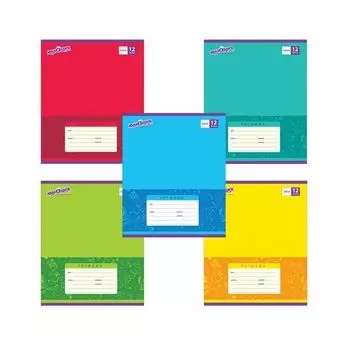 Тетрадь 12 л. ЮНЛАНДИЯ клетка, обложка картон, ОДНОТОННАЯ, 105621 (40 шт.)