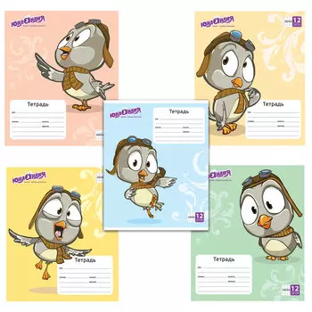 Тетрадь 12 л. ЮНЛАНДИЯ клетка, обложка картон, СОВЕНОК-ПИЛОТ, 104776, (40 шт.)