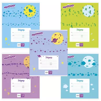 Тетрадь 12 л. ЮНЛАНДИЯ клетка, обложка картон, ЖИВАЯ ПРИРОДА, 104917, (40 шт.)