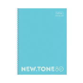 Тетрадь А4 80 л. HATBER Premium гребень, клетка, глянцевая ламинация, "NEWtone PASTEL Незабудка", T369678, 80Т4лA1гр_05025