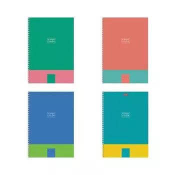 Тетрадь А4 96 л. HATBER гребень, клетка, фактурное тиснение, "В ярком цвете" (4 в спайке), 96Т4тВ1гр