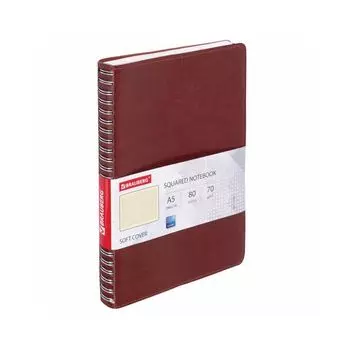 Тетрадь А5 (148x218 мм), BRAUBERG "Office PRO", гибкая, под кожу, гребень, 80 л., коричневая, 111044