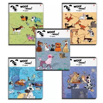 Тетрадь А5, 48 л., АЛЬТ, скоба, клетка, конгрев, гибридный лак, СОБАЧЬЯ РАДОСТЬ (5 видов), 7-48-202, (10 шт.)