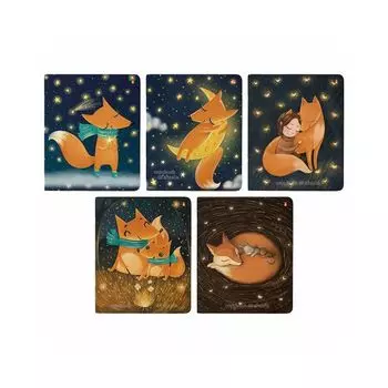 Тетрадь А5 48 л. АЛЬТ скоба, клетка, Soft Touch, фольга, бежевая бумага 70 г/м2, "ВОЛШЕБНЫЕ ЛИСЫ", 7-48-436 (60 шт.)