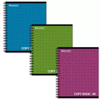 Тетрадь А5, 48 л., BRAUBERG ЭКО, гребень, клетка, обложка картон, МОНОХРОМ 2, 402046, (20 шт.)