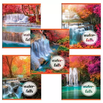 Тетрадь А5, 48 л., BRAUBERG ЭКО, клетка, обложка картон, ВОДОПАДЫ, 403019, (30 шт.)