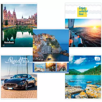 Тетрадь А5, 48 л., BRAUBERG, линия, обложка картон, МИКС, 403040, (30 шт.)