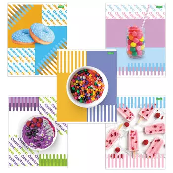 Тетрадь А5, 48 л., HATBER ECO, скоба, клетка, обложка картон, Candy (5 видов), 48Т5C1, (30 шт.)