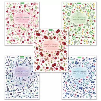 Тетрадь, А5, 48 л., HATBER ECO, скоба, клетка, обложка картон, Sweet day (5 видов), 48Т5C1, (30 шт.)