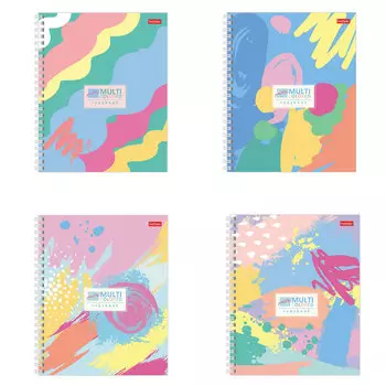 Тетрадь, А5, 48 л., HATBER, гребень, клетка, матовая ламинация, Multicolored (4 вида), 48Т5лВ1гр, (20 шт.)