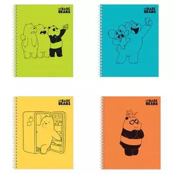 Тетрадь, А5, 48 л., HATBER, гребень, клетка, обложка картон, Вся правда о медведях (4 вида), 48Т5В1гр, (20 шт.)