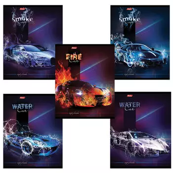 Тетрадь А5, 48 л., HATBER, скоба, клетка, 3D фольга, матовая ламинация, АВТОСТИХИИ, (5 видов), 48Т5лолВ1, T277546, (20 шт.)