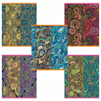 Тетрадь А5, 48 л., HATBER, скоба, клетка, 3D фольга, матовая ламинация, GOLD COLOR (5 видов), 48Т5лофВ1, T254127, (20 шт.)