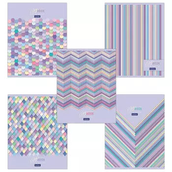 Тетрадь А5, 48 л., HATBER, скоба, клетка, 70 г/м, фольга, Gentle design (5 видов в спайке), 48Т5фA1, (20 шт.)