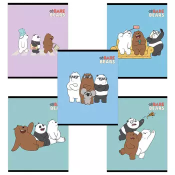 Тетрадь А5, 48 л., HATBER, скоба, клетка, обложка картон, Вся правда о медведях (5 видов в спайке), 48Т5В1, (20 шт.)