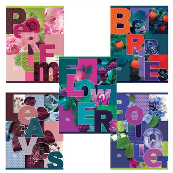 Тетрадь А5, 48 л., HATBER VK, скоба, клетка, обложка картон, FLOLIFE (5 видов), 48Т5C1, T280379, (40 шт.)