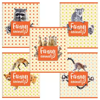 Тетрадь А5, 48 л., ПИФАГОР, клетка, офсет №2, обложка картон, ХИТРЫЕ ЖИВОТНЫЕ, 403015, (50 шт.)