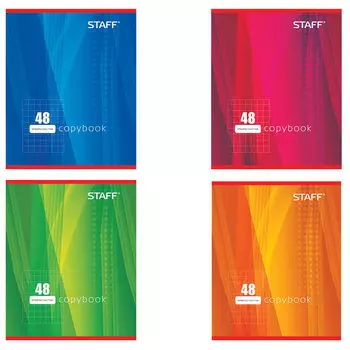 Тетрадь А5, 48 л., STAFF, клетка, офсет №2, обложка картон, ОДИН ЦВЕТ (линии), 402781, (100 шт.)