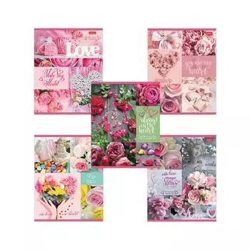Тетрадь А5, 80 л., HATBER, скоба, клетка, обложка картон, My heart (5 видов), 80Т5В1, (14 шт.)