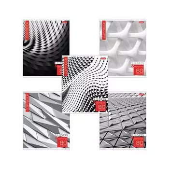 Тетрадь, А5, 80 л., HATBER, скоба, клетка, обложка картон, New art (5 видов), 80Т5В1, (14 шт.)