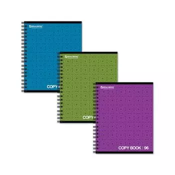 Тетрадь А5, 96 л., BRAUBERG, гребень, клетка, обложка картон, МОНОХРОМ 2, 402056, (12 шт.)