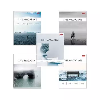 Тетрадь А5, 96 л., HATBER, скоба, клетка, выборочный лак, The magazine (5 видов), 96Т5вмВ1, (12 шт.)