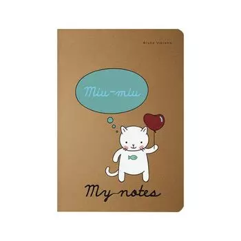 Тетрадь ЕВРО А5 40 л. BRUNO VISCONTI сшивка, клетка, выборочный лак, бежевая бумага 70 г/м2, "CAT'S HOLIDAY", 7-40-086