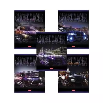 Тетрадь А5 48 л. HATBER скоба, клетка, выборочный лак, "Призрачный гонщик" (5 видов в спайке), 48Т5вмВ1 (30 шт.)