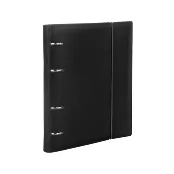 Тетрадь на кольцах А5 (175х220 мм), 120 л., пластиковая обложка, клетка, с фиксирующей резинкой, BRAUBERG, черная, 403568