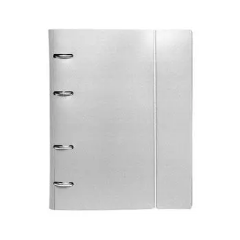 Тетрадь на кольцах А5 (175х220мм), 120л, пластик, с резинкой, HATBER METALLIC, серый
