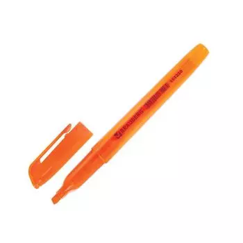 Текстмаркер BRAUBERG Vivid, ОРАНЖЕВЫЙ, круглый корпус, скошенный наконечник, 1-3 мм, 151230, (24 шт.)