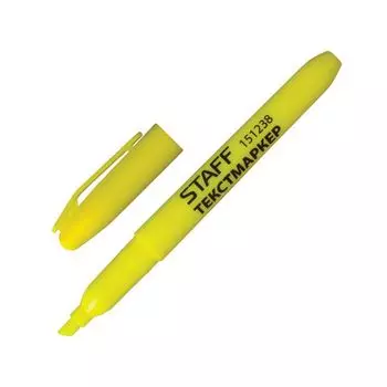 Текстмаркер STAFF, ЛИМОННЫЙ, эргономичный корпус, скошенный наконечник, 1-3 мм, 151238, (36 шт.)