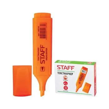 Текстмаркер STAFF, ОРАНЖЕВЫЙ, скошенный наконечник, 1-5 мм, 150730, (24 шт.)