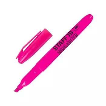 Текстмаркер STAFF, РОЗОВЫЙ, эргономичный корпус, скошенный наконечник, 1-3 мм, 151241, (36 шт.)