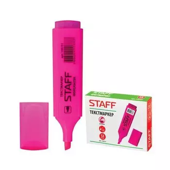 Текстмаркер STAFF, РОЗОВЫЙ, скошенный наконечник, 1-5 мм, 150731, (24 шт.)