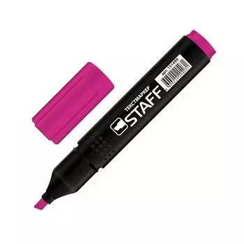 Текстмаркер STAFF STICK, РОЗОВЫЙ, прямоугольный корпус, скошенный наконечник, 1-4 мм, (24 шт.)