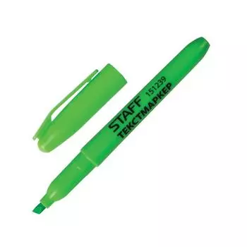 Текстмаркер STAFF, ЗЕЛЕНЫЙ, эргономичный корпус, скошенный наконечник, 1-3 мм, 151239, (36 шт.)