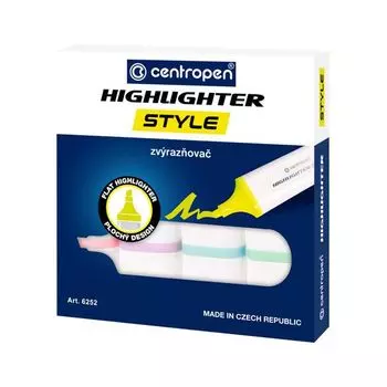 Текстовыделители ПАСТЕЛЬНЫЕ 4 ЦВЕТА CENTROPEN "Style", линия 1-4,6 мм, 6252/4, 4 6252 0404